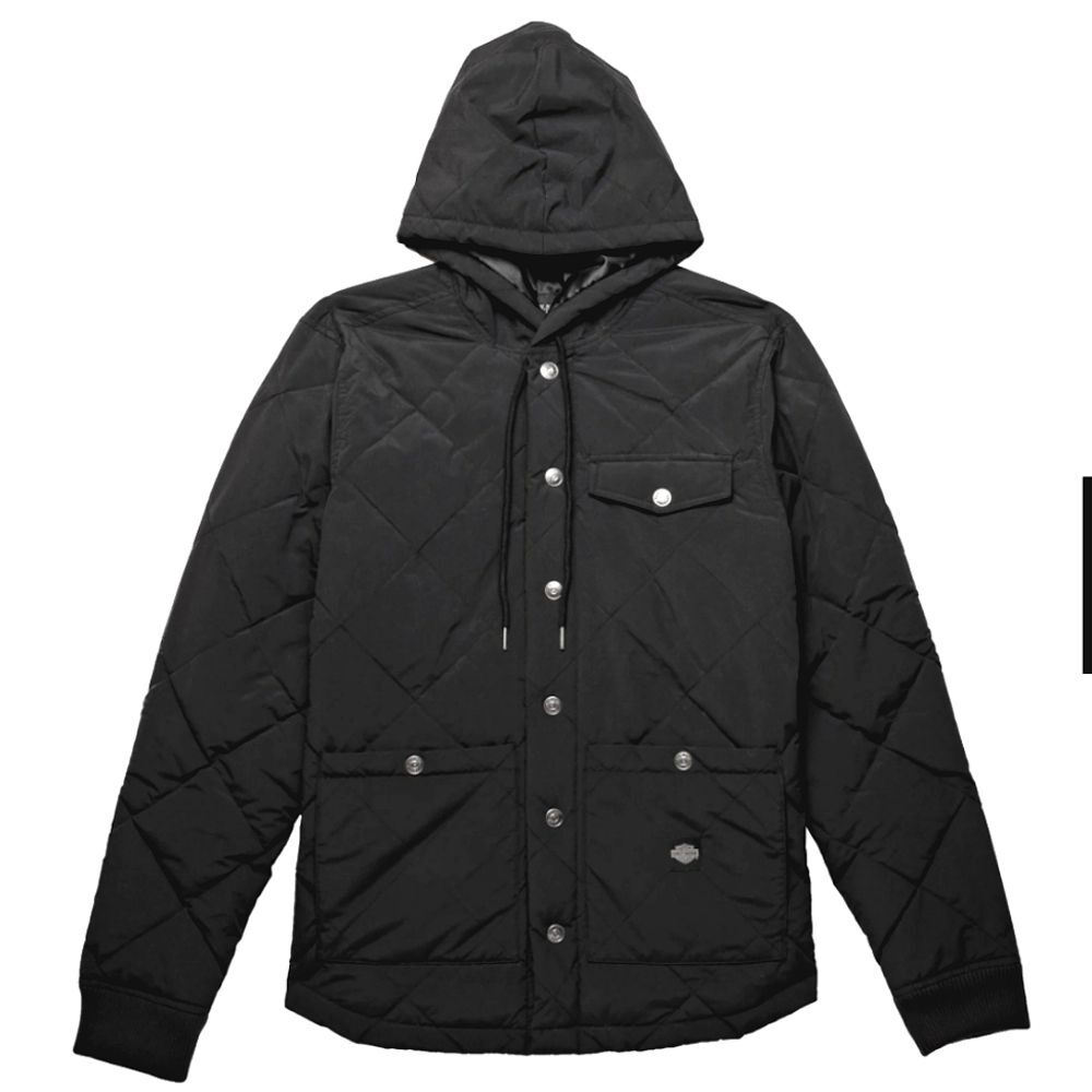 New Harley Davidson Men's Quilted Hooded Jacket Coat 2XL